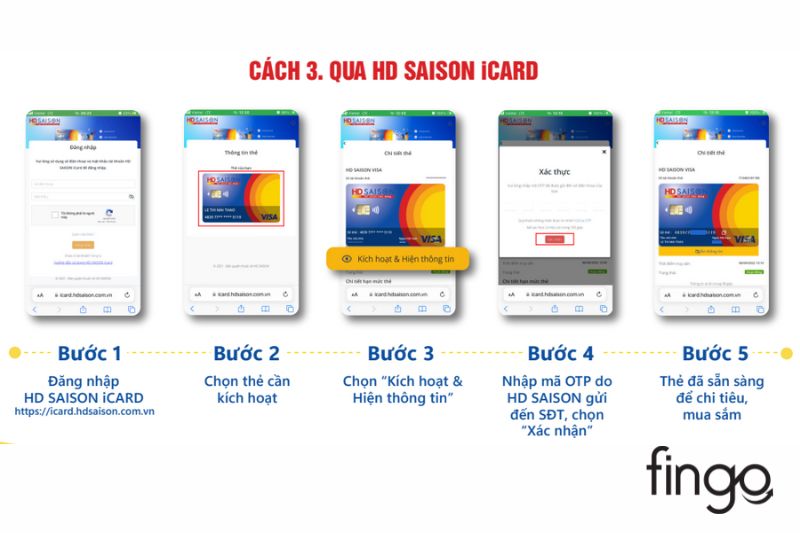 Kích hoạt thẻ tín dụng quốc tế HD SAISON Visa bằng HD SAISON iCard