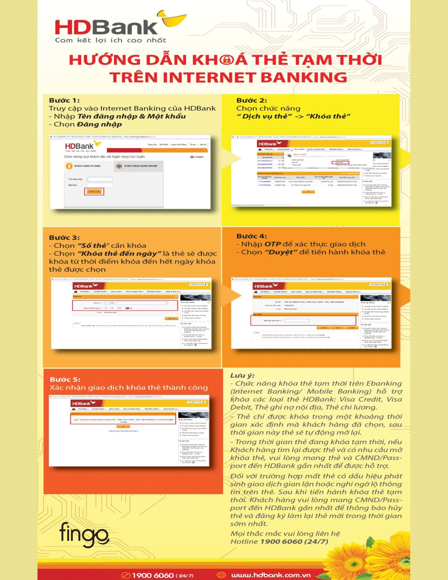 Khóa thẻ HDBank bằng Internet Banking HDBank