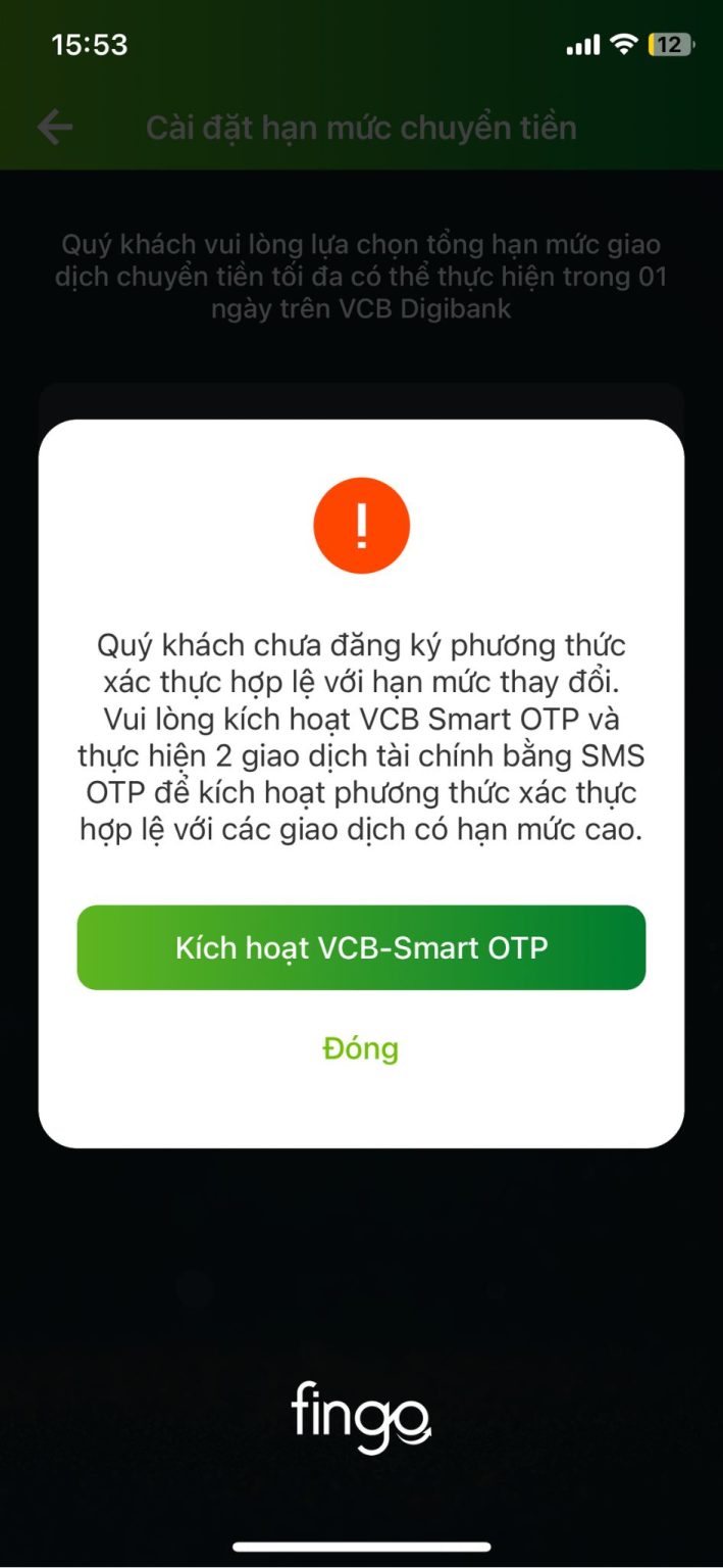 Kích hoạt VCB - Smart OTP