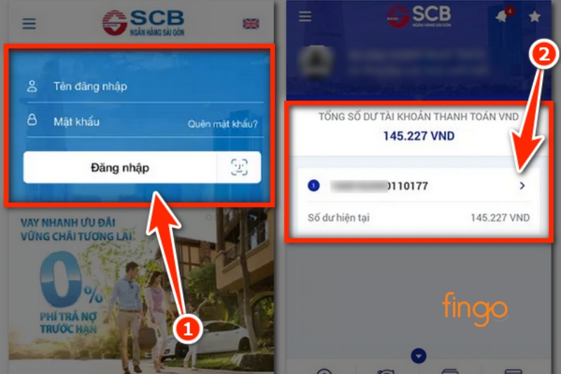 Kiểm tra số dư tài khoản SCB bằng SCB Mobile Banking