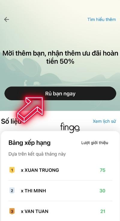 Nhấn chọn mục rủ bạn ngay