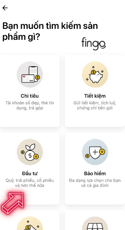 Nhấn chọn mục đầu tư