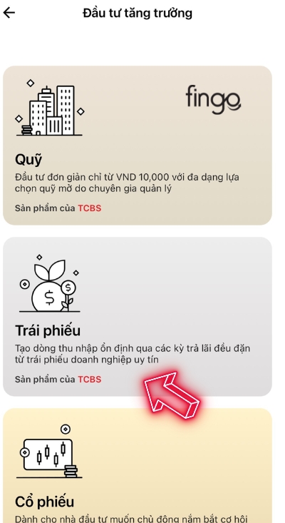 Chọn mục trái phiếu