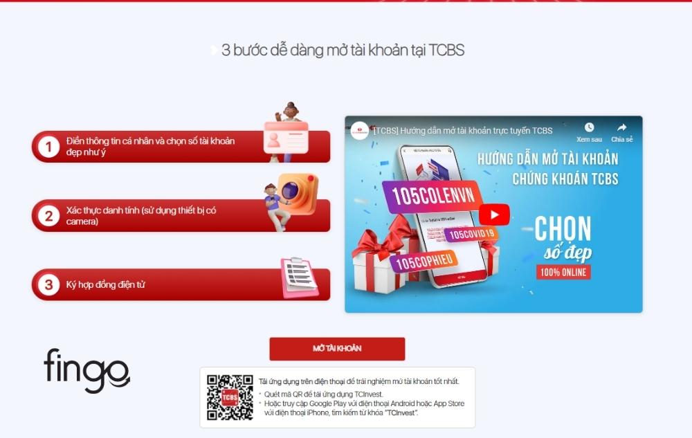 Hướng dẫn mở tài khoản chứng khoán Techcombank online