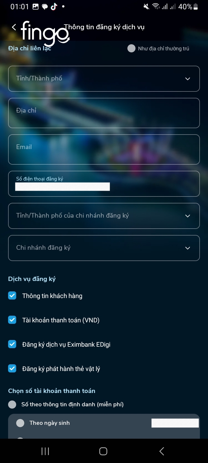 Bước 7: Nhập thông tin đăng ký dịch vụ.