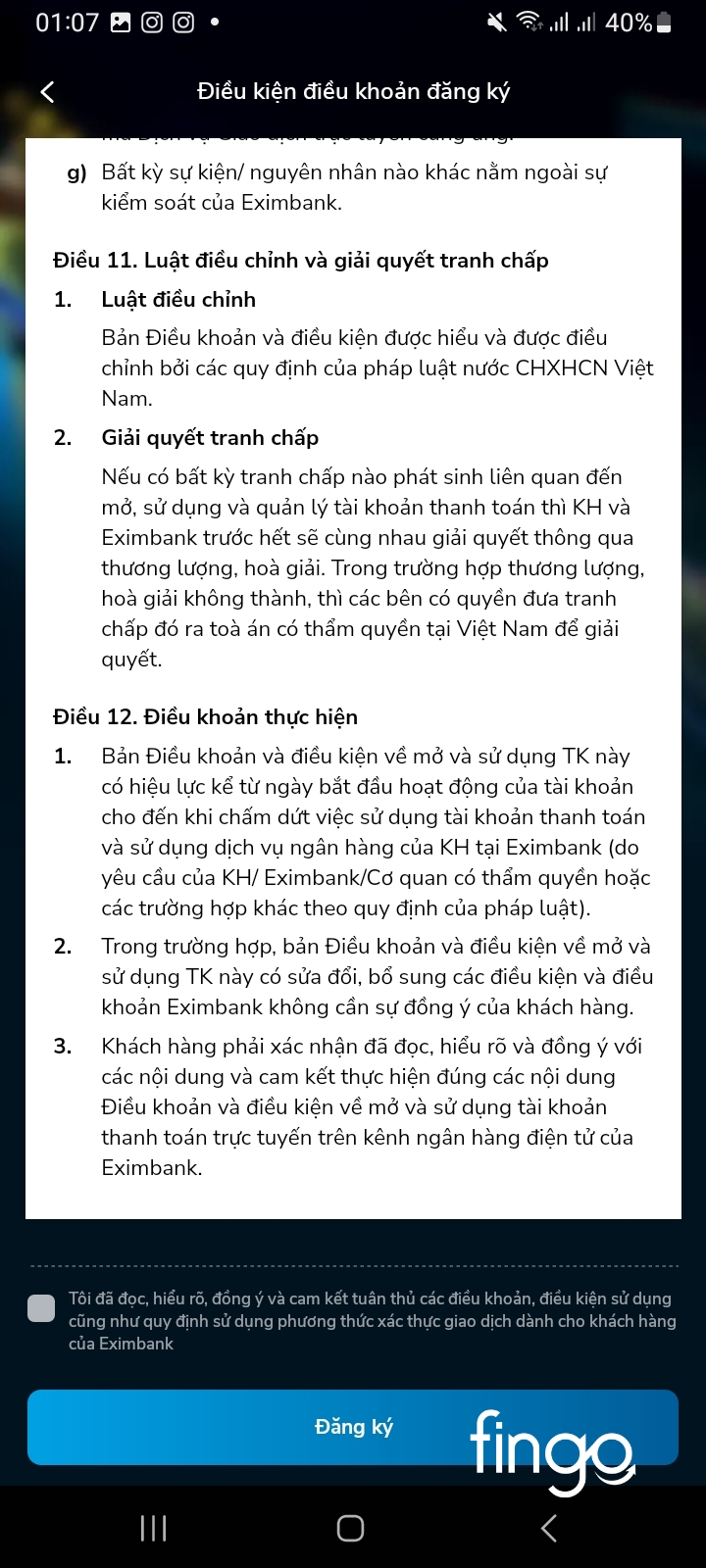 Bước 8: Đồng ý điều khoản đăng ký.
