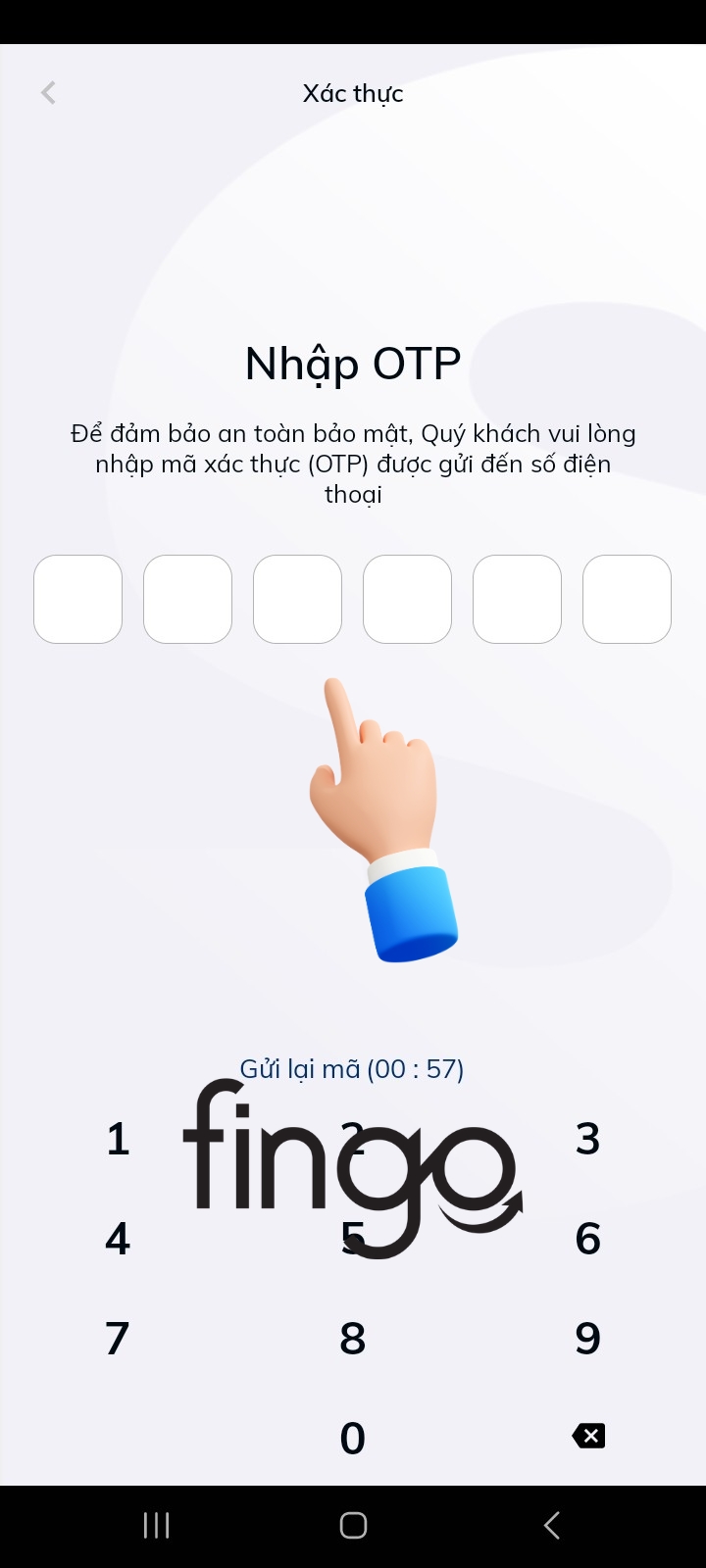 Nhập mã OTP.