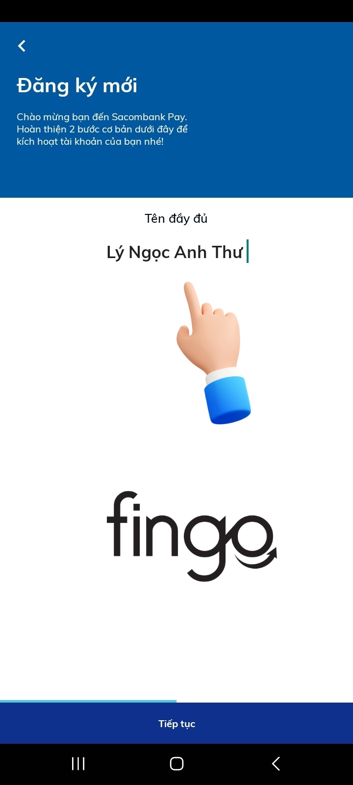  Nhập họ và tên.