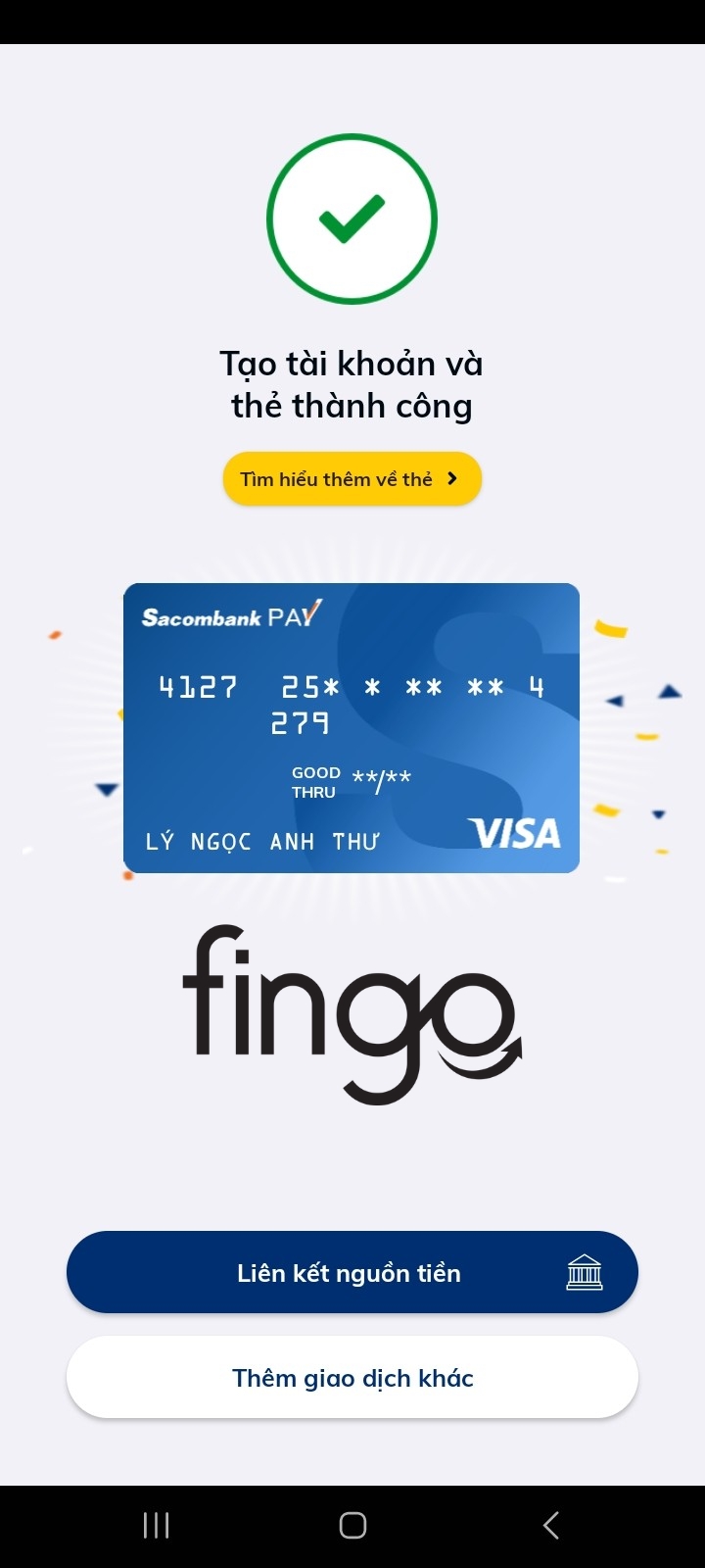 Mở tài khoản Sacombank Pay 