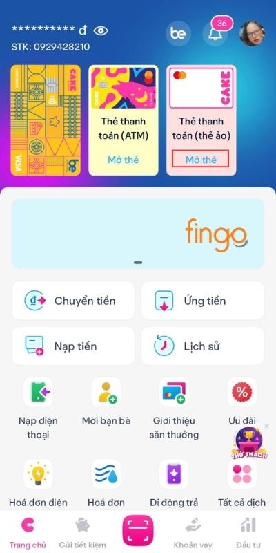 Tại màn hình chính, chọn Mở thẻ ảo