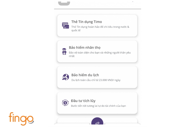  Mở ứng dụng, chọn biểu tượng hình đồ thị trên thanh điều hướng tại màn hình chính, chọn Thẻ Tín dụng Timo, sau đó chọn Đăng ký ngay.