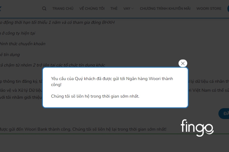 Gửi thông tin thành công và chờ phản hồi.