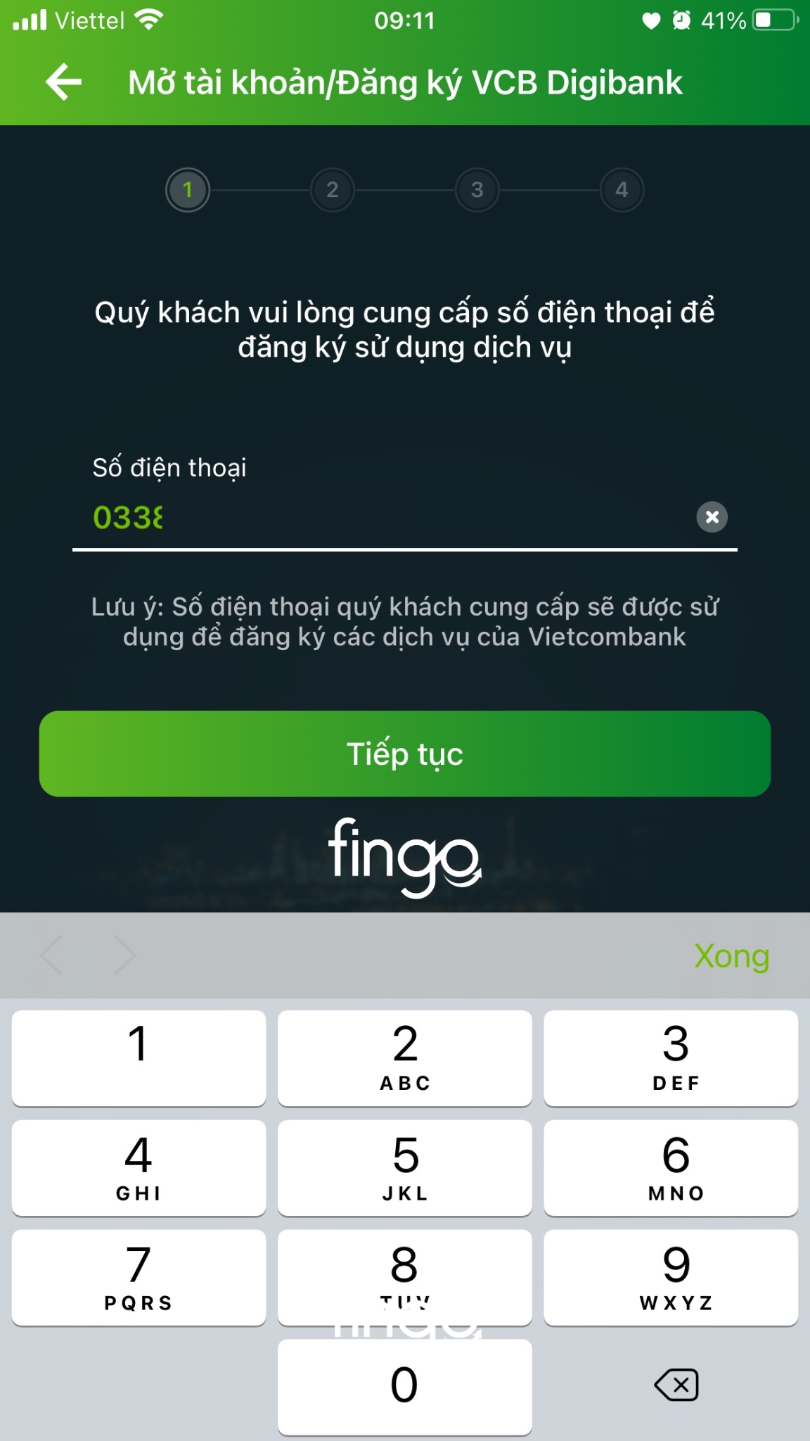 Mở thẻ Vietcombank online bước 3