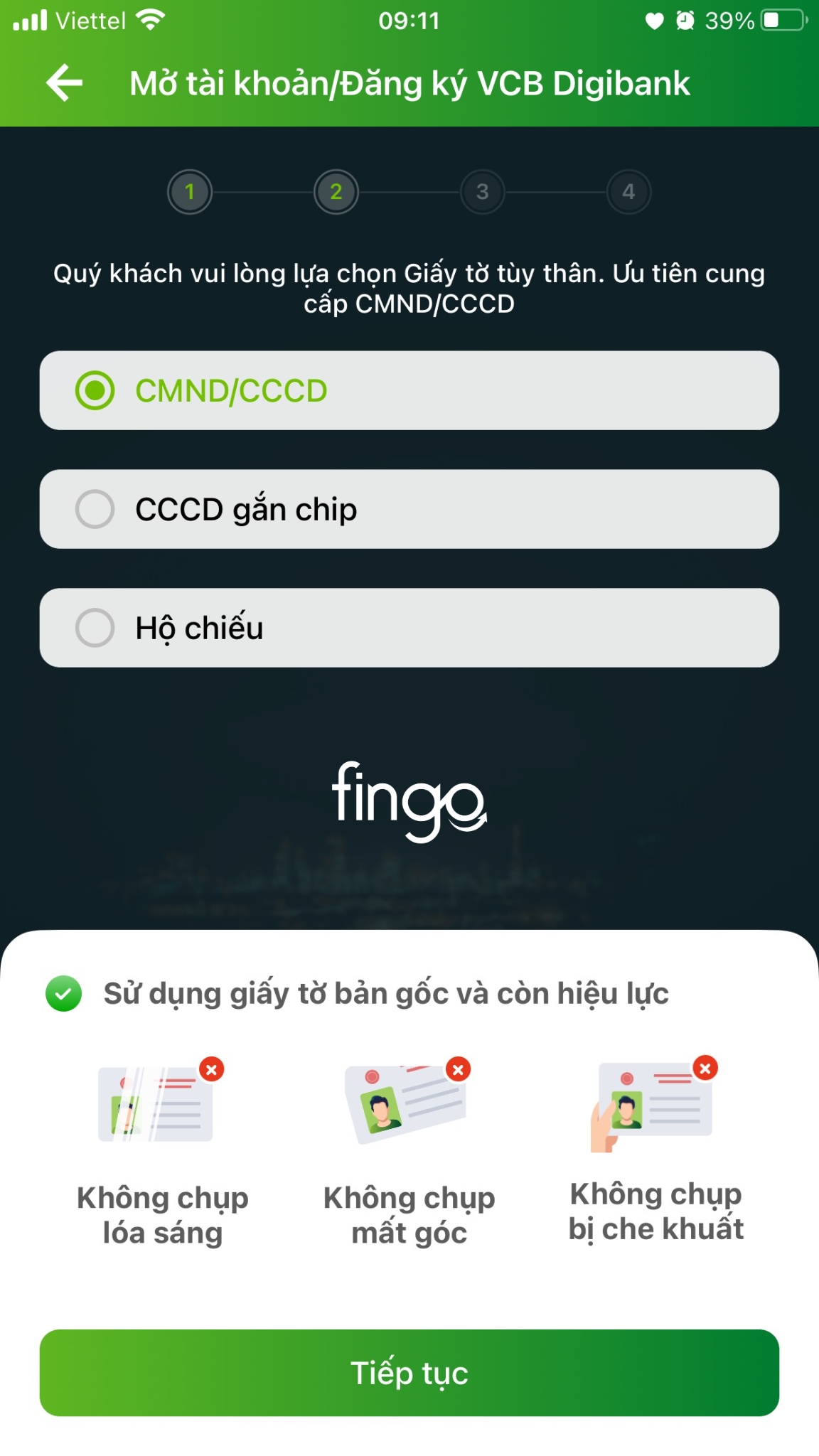 Mở thẻ Vietcombank online bước 4