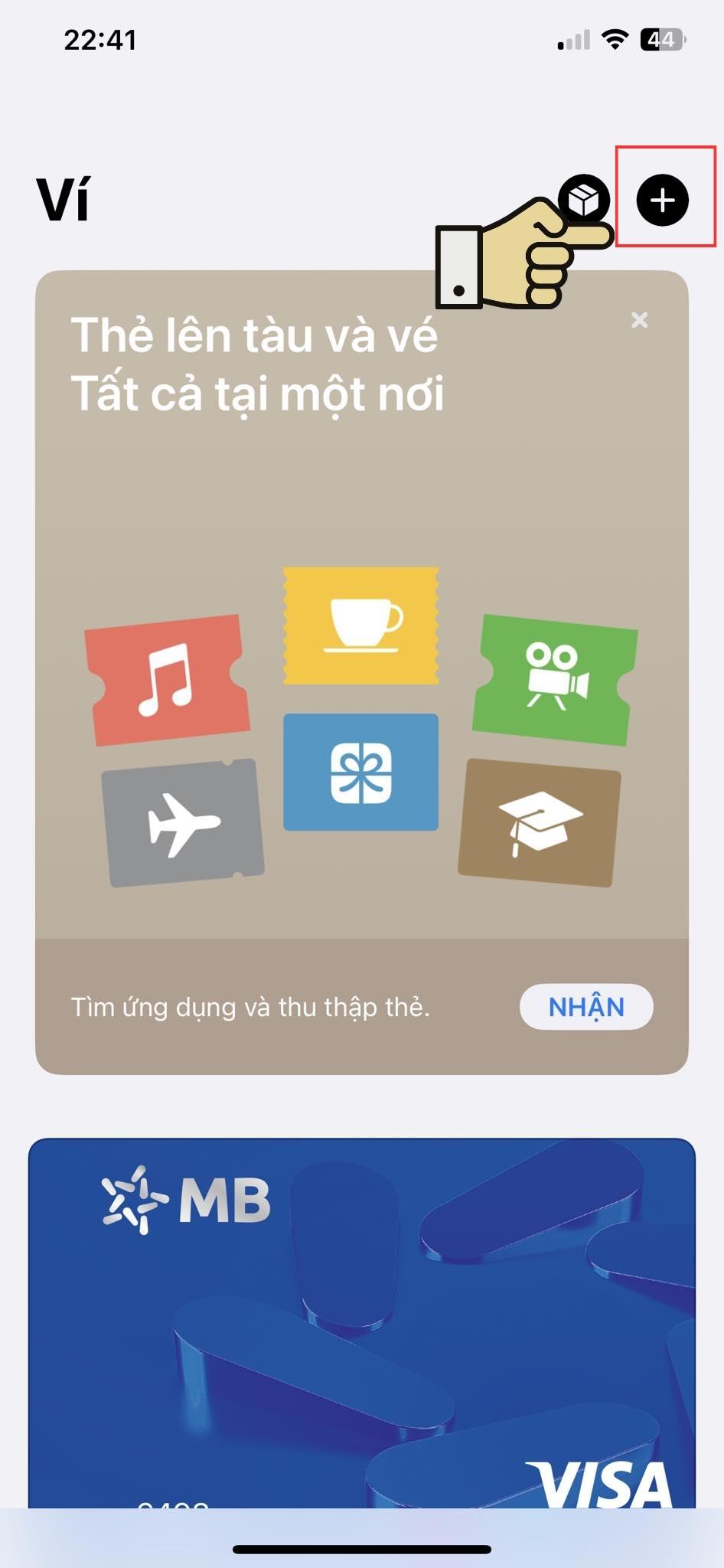 Chọn vào dấu "+" ở góc phải màn hình