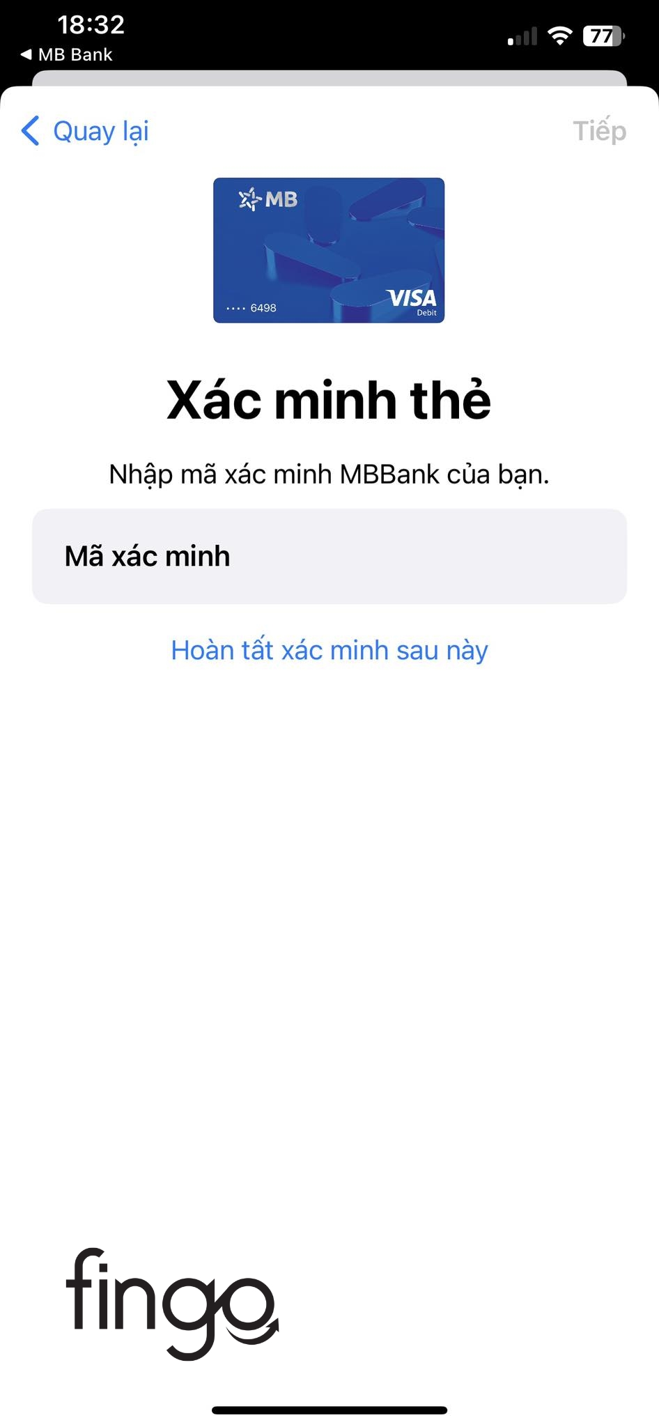 Nhập mã xác minh