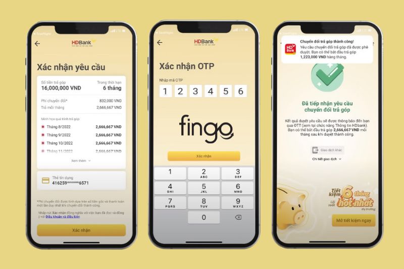 Các bước chuyển đổi trả góp HDBank