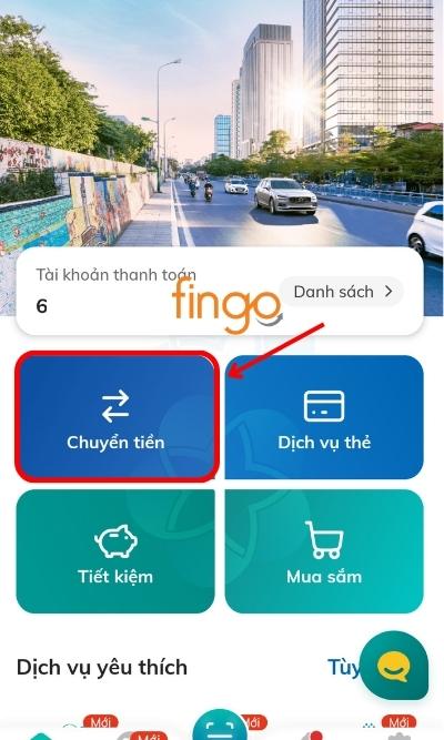 Đăng nhập SmartBanking BIDV. Tại màn hình chính, chọn mục Chuyển tiền.