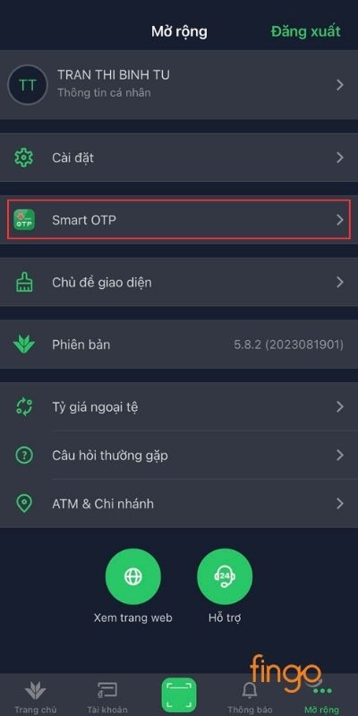 Chọn Smart OTP