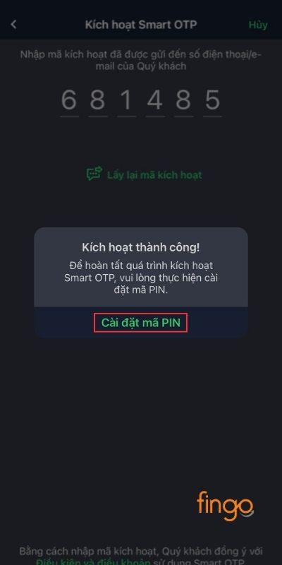 Chọn cài đặt mã PIN để thiết lập mã PIN mới