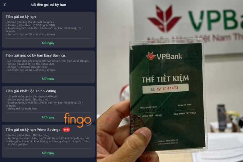 Các sản phẩm gửi tiết kiệm VPBank