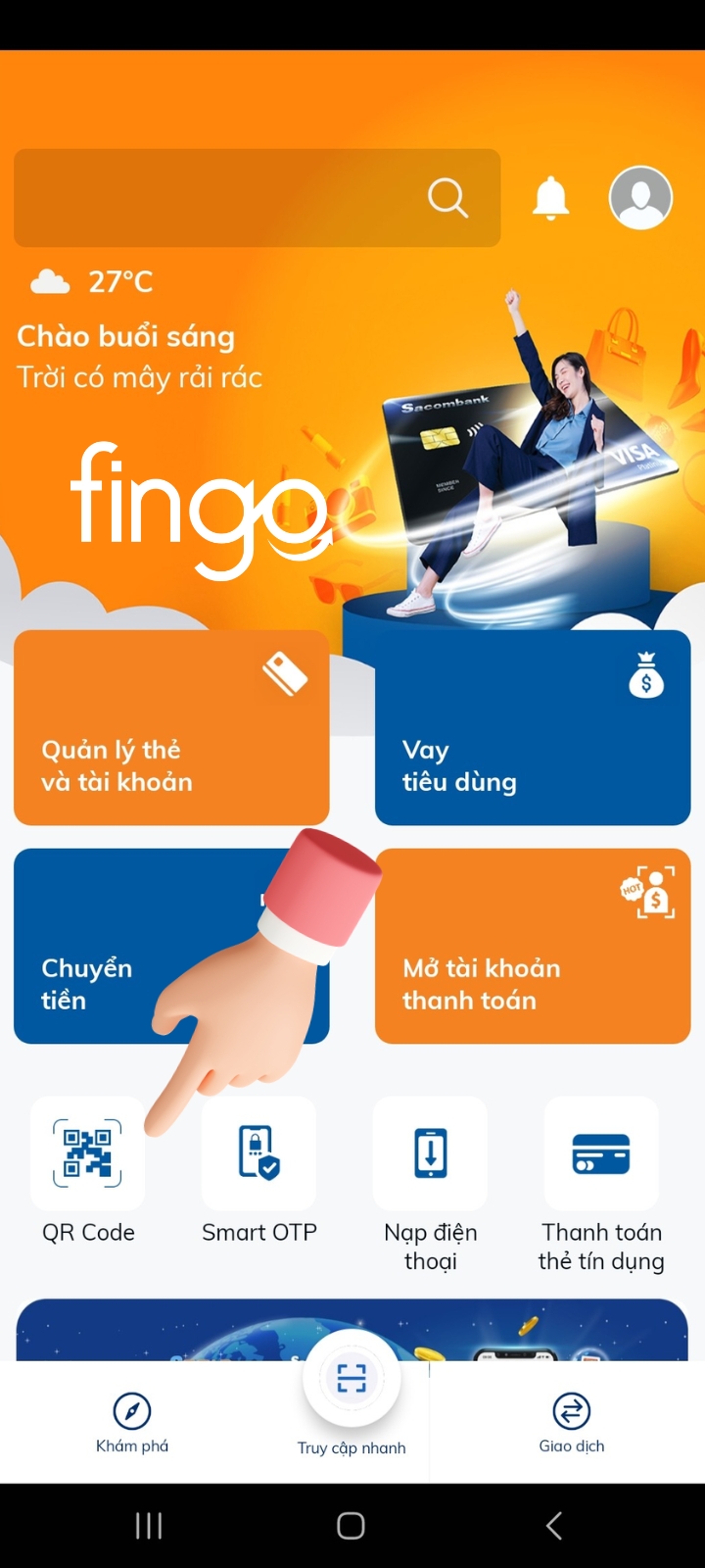 2 cách tạo mã QR Sacombank đơn giản nhất 7 Đăng nhập Sacombank Pay > Chọn QR Code.
