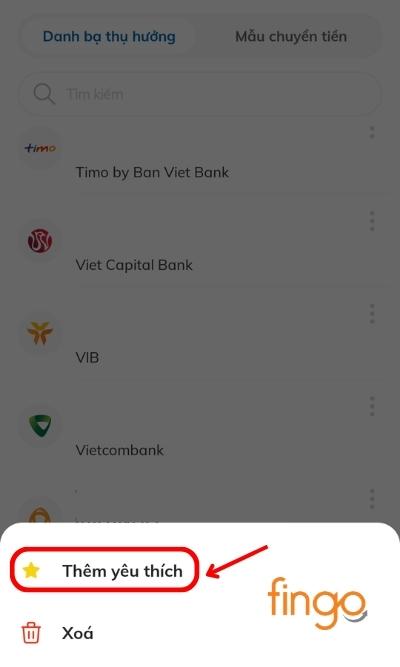 Lúc này màn hình sẽ hiển thị Popup. Chọn Thêm yêu thích.
