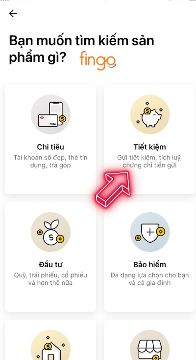 Nhấn chọn mục tiết kiệm