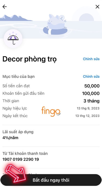 Chọn mục bắt đầu ngay 