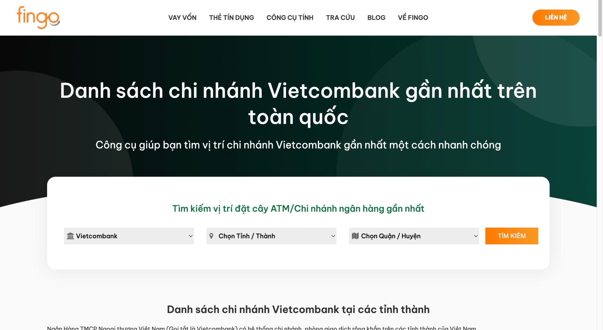 Tìm số hotline Vietcombank từng chi nhánh bước 1