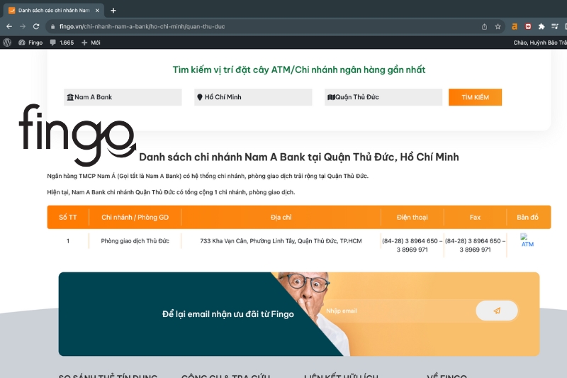 Cách tra cứu chi nhánh ngân hàng Nam A Bank bước 3