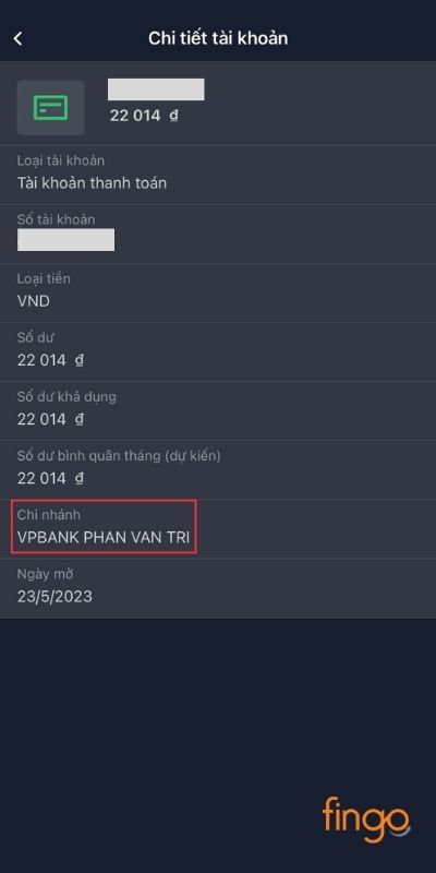Chi nhánh ngân hàng VPBank hiển thị như trên