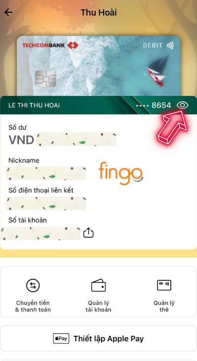 Nhấn chọn số thẻ 