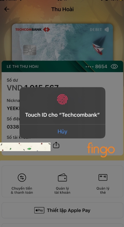 Xác thực bảo mật để xem số thẻ