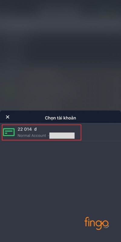Chọn tài khoản ngân hàng