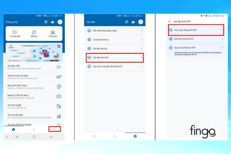 Đăng nhập vào ứng dụng SAIGONBANK Smart Banking để cài đặt Soft OTP 
