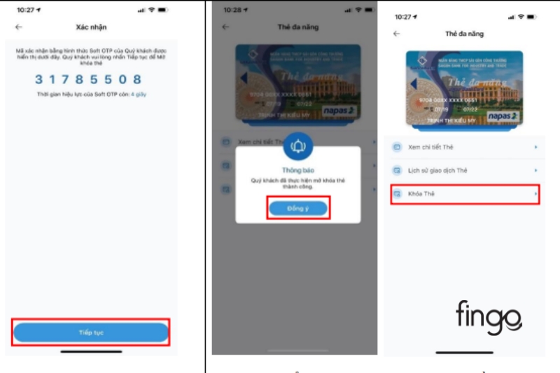 Xác thực thông tin để mở khóa thẻ SaiGonBank