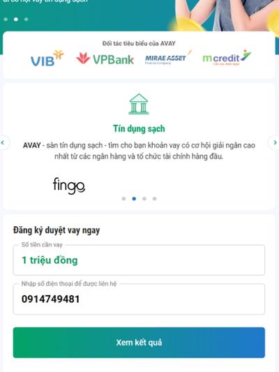 Nhập số tiền cần vay cùng sdt