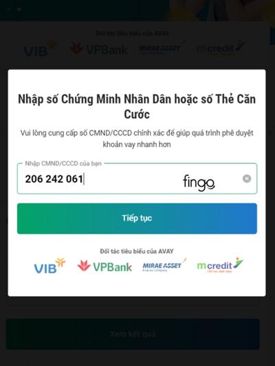Nhập số chứng minh nhân dân