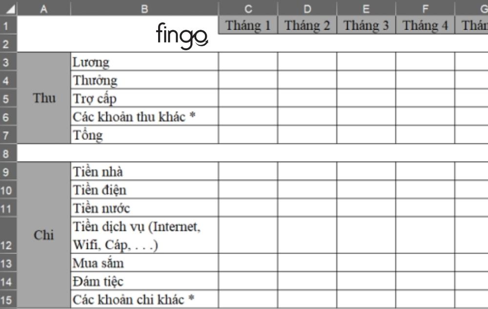 Các mẫu Excel chi tiêu cá nhân