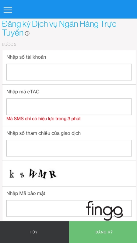 Nhập thông tin và nhấn đăng ký