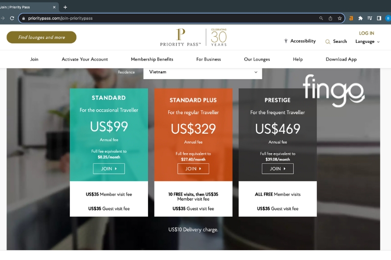 Cách đăng ký sử dụng thẻ Priority Pass bước 1