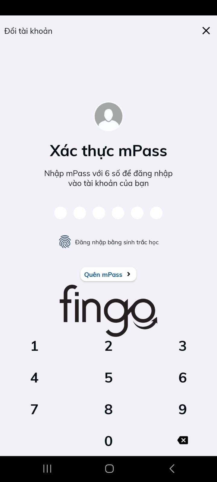 Nhập mPass để đăng nhập.