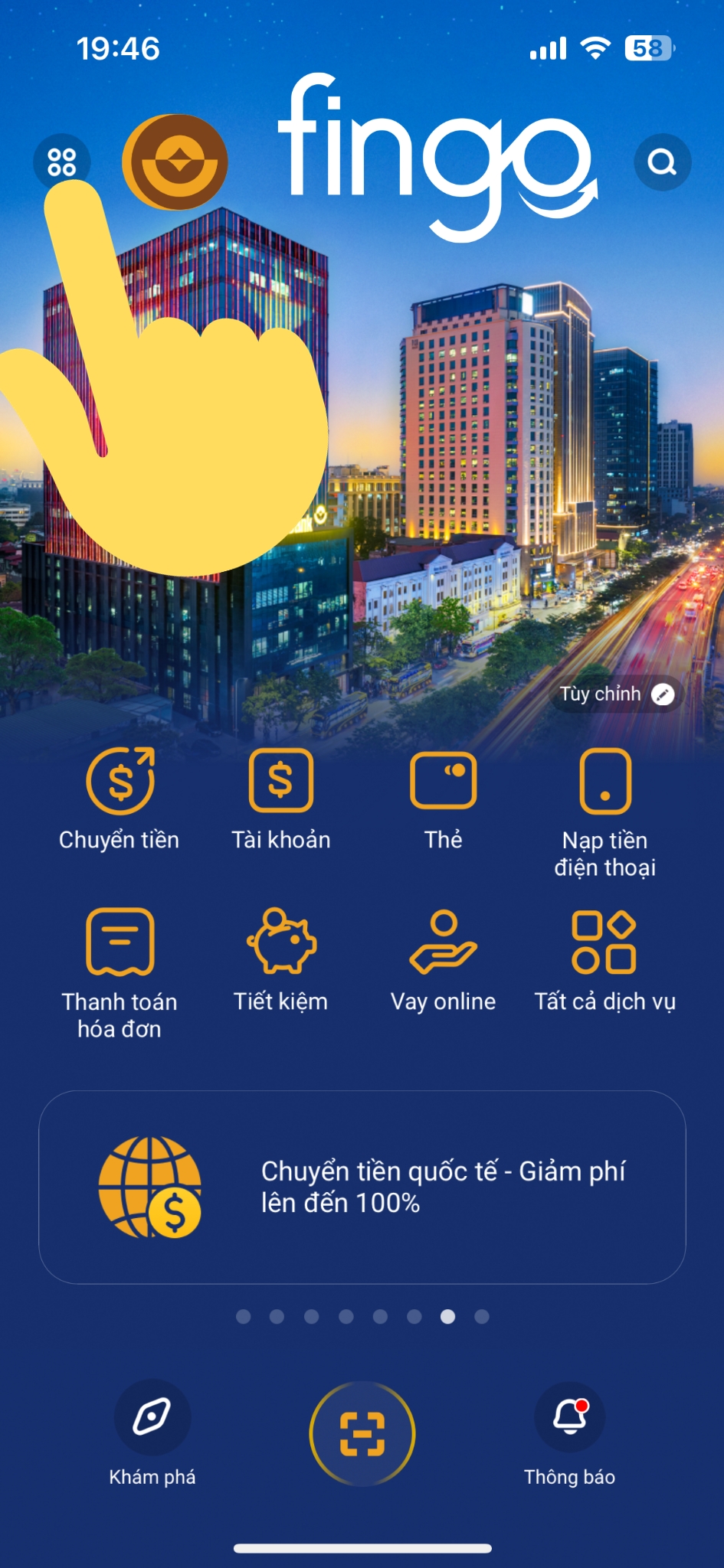 Cách kích hoạt LPB OTP bước 1