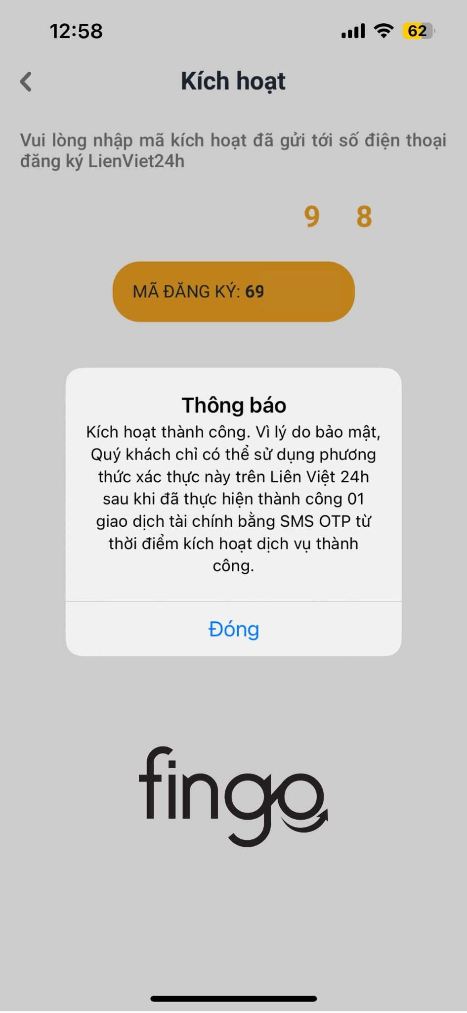 Cách kích hoạt LPB OTP bước 9
