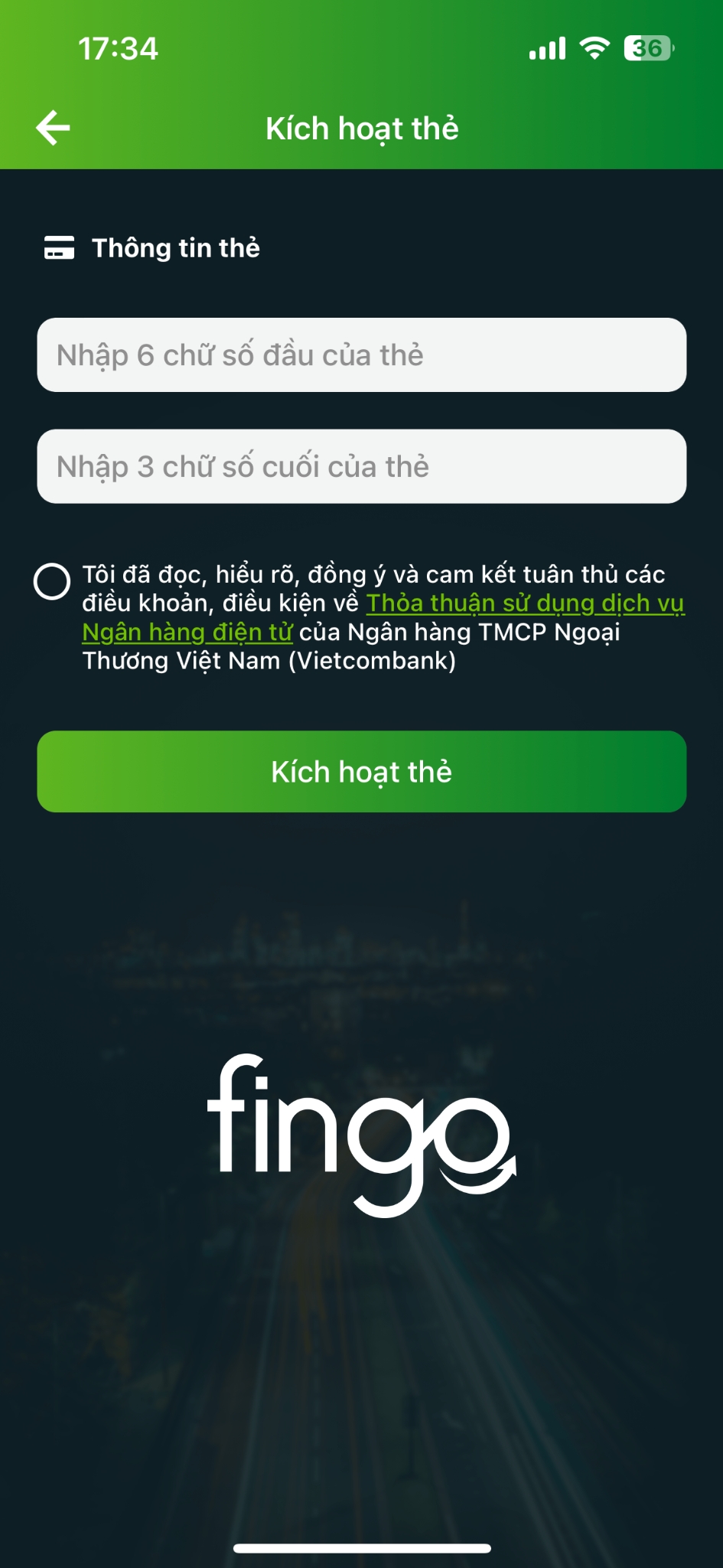 Cách kích hoạt thẻ Visa Vietcombank bước 3