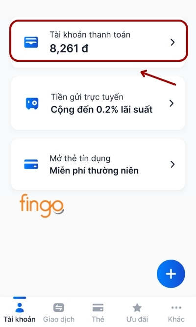 Lựa chọn tài khoản mà khách hàng muốn kiểm tra lịch sử