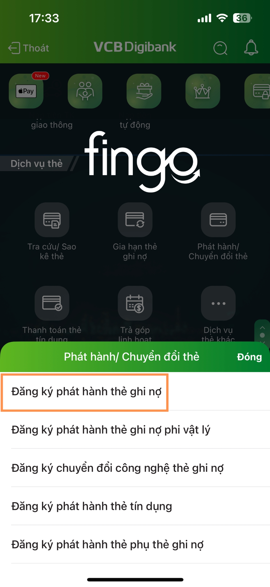 Cách mở thẻ Visa Vietcombank bước 2