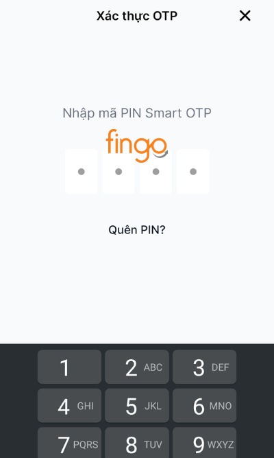 Nhập mã PIN để xác nhận thông tin