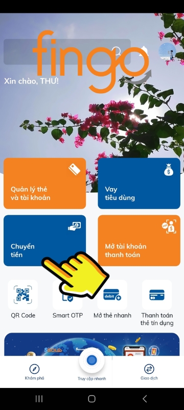 Chọn "Chuyển tiền".